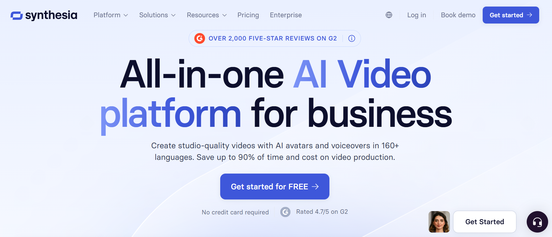 Synthesia AI video creation software dashboard for corporate training and onboarding