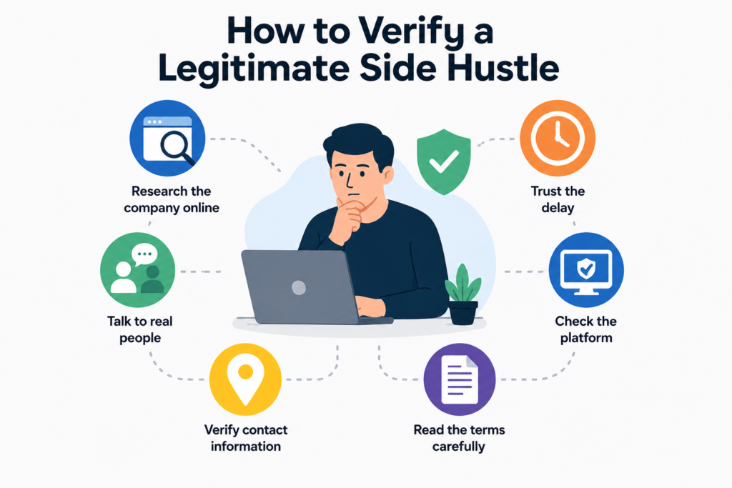 How to verify a legitimate side hustle with 6 steps for spotting real job offers