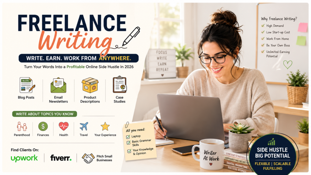 arn money writing blog posts, emails, and product descriptions from home
