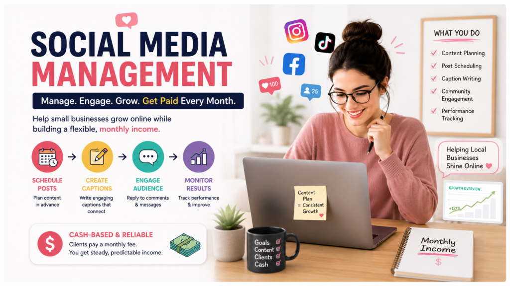 Woman managing social media accounts for small businesses 