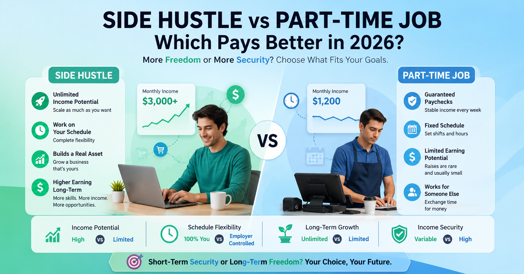 side hustle vs. part-time job. which pays better?
