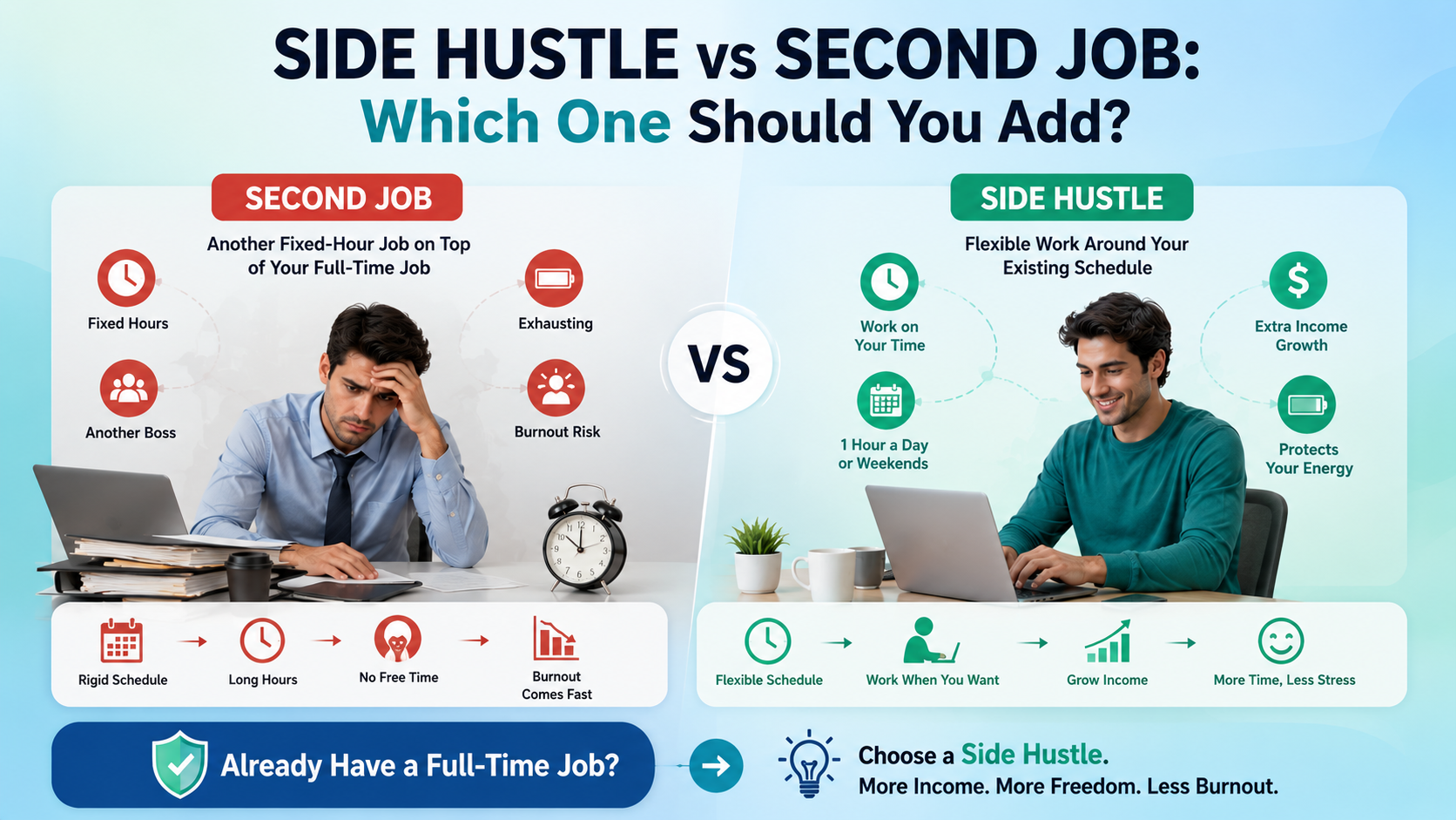 Choose a side. hustle: more income, more freedom, less burnout