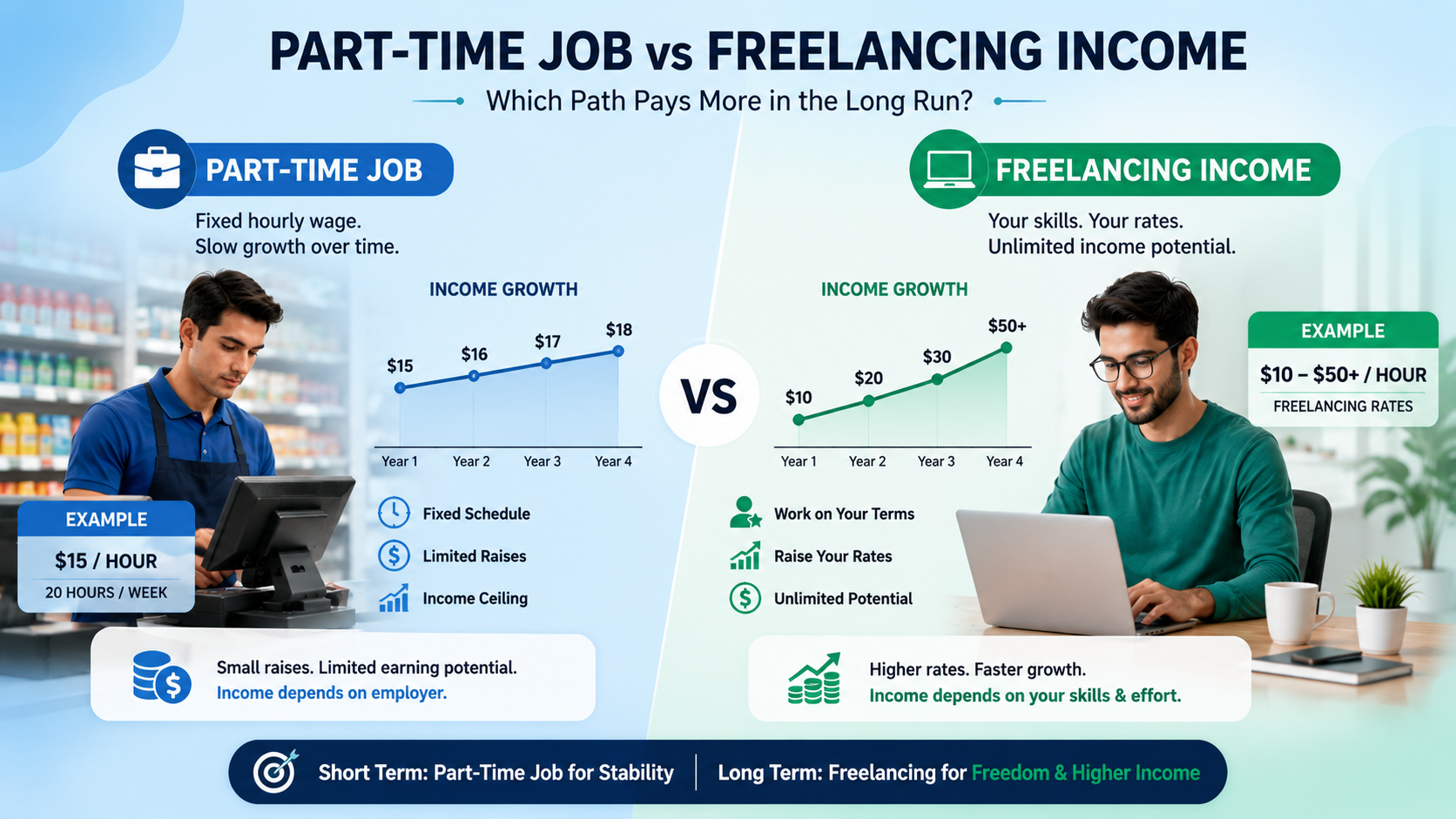 part-time job vs. freelancing income