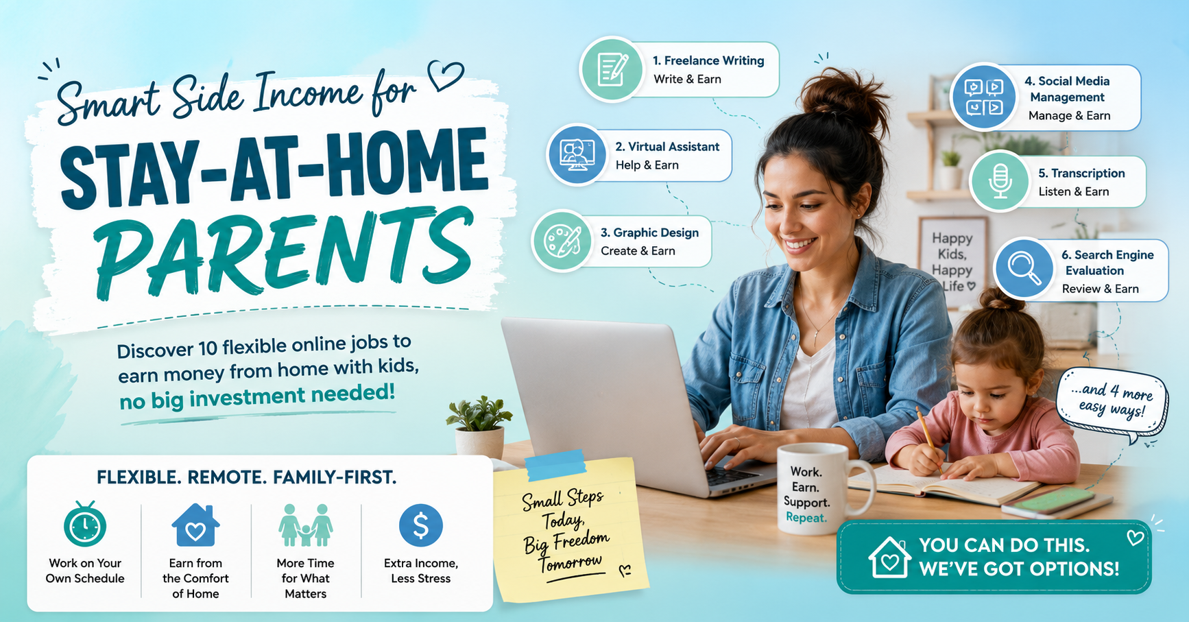 Top 10 Flexible Online Jobs for Stay-at-Home Parents 1 smart side income for stay at home