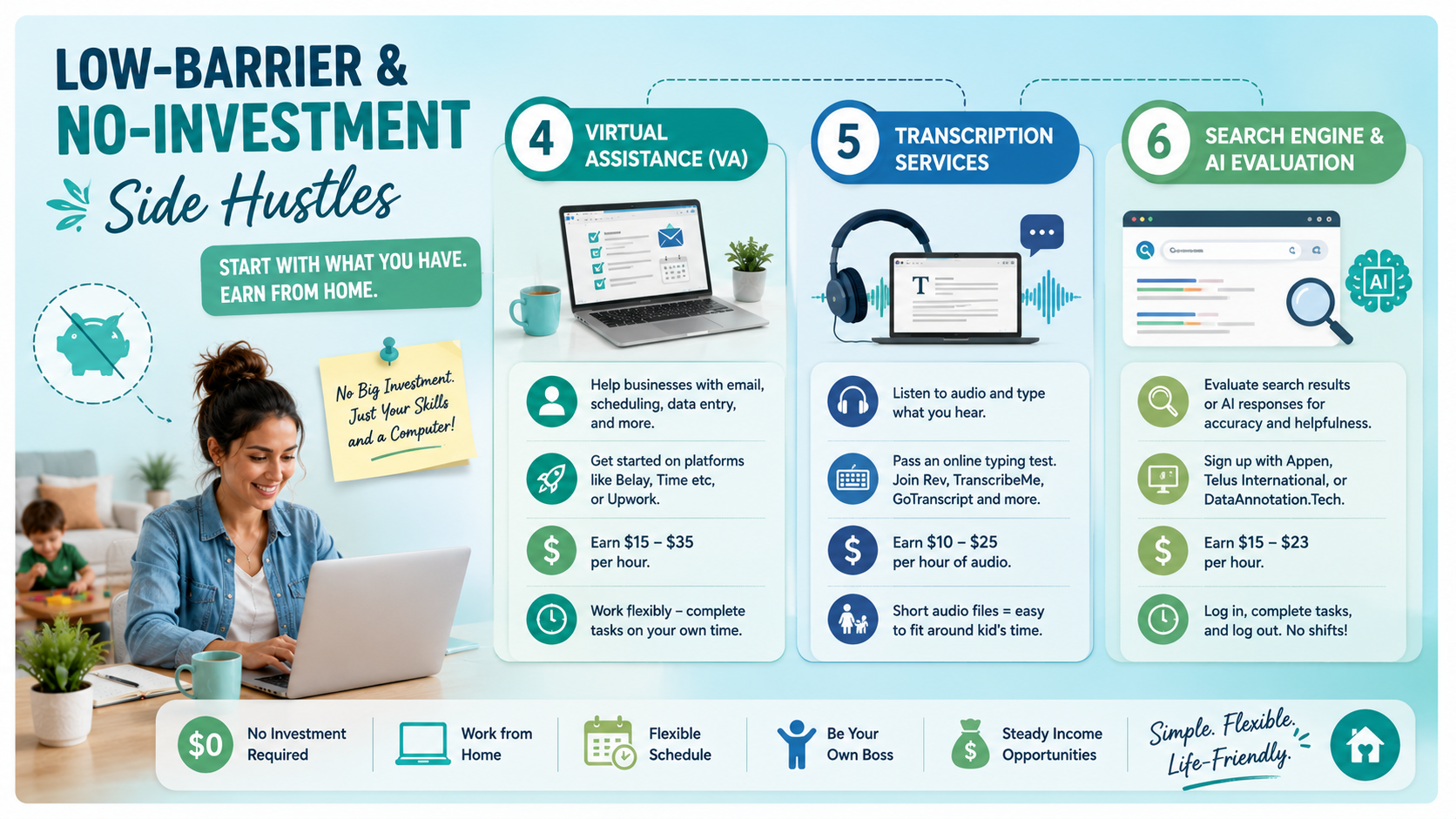 Top 10 Flexible Online Jobs for Stay-at-Home Parents 3 low barrier no invwestment side hustles