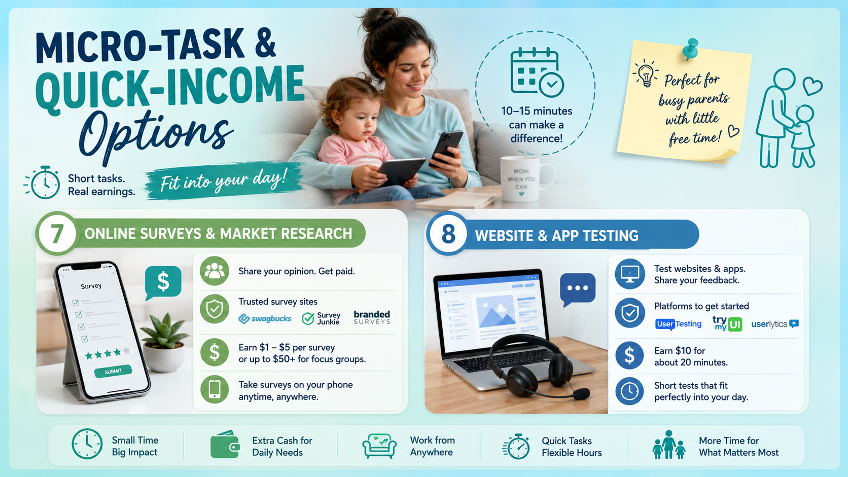 Top 10 Flexible Online Jobs for Stay-at-Home Parents 4 micro task quick income options
