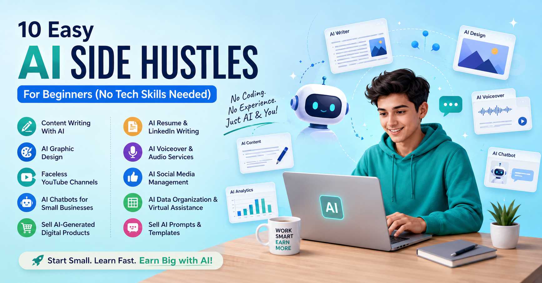 10 Easy AI Side Hustles for Beginners With No Coding Skills 1 10 AI Side Hustles