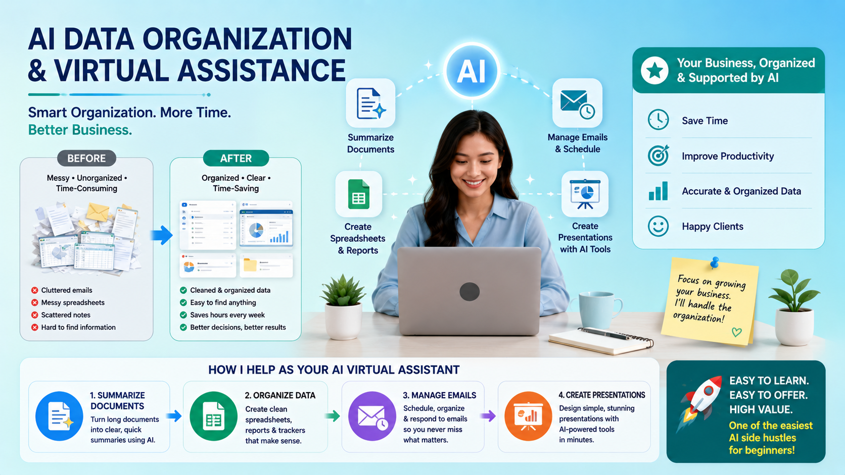 10 Easy AI Side Hustles for Beginners With No Coding Skills 5 AI data organization & virtual assistance job