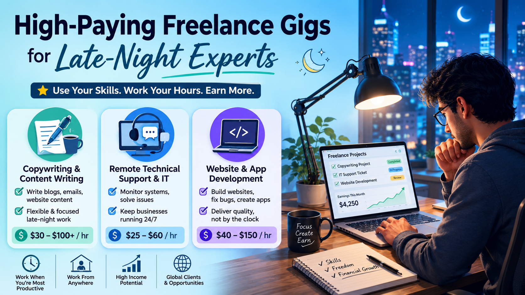 high-paying freelance gigs for late night experts