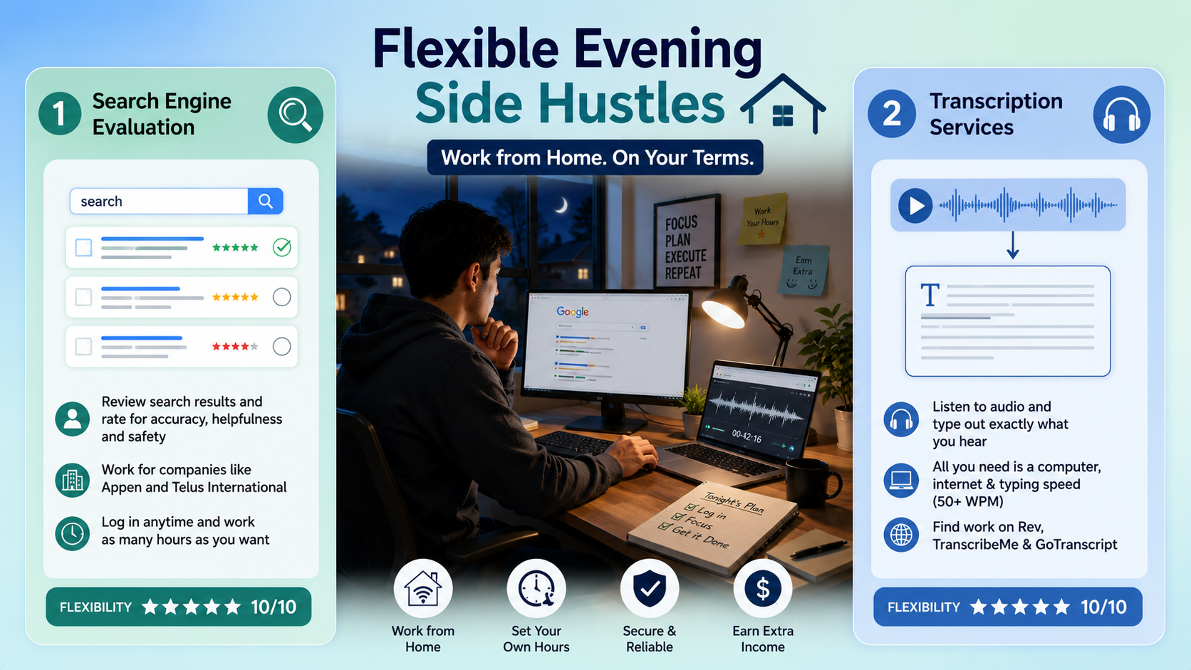 flexible evening side hustles 