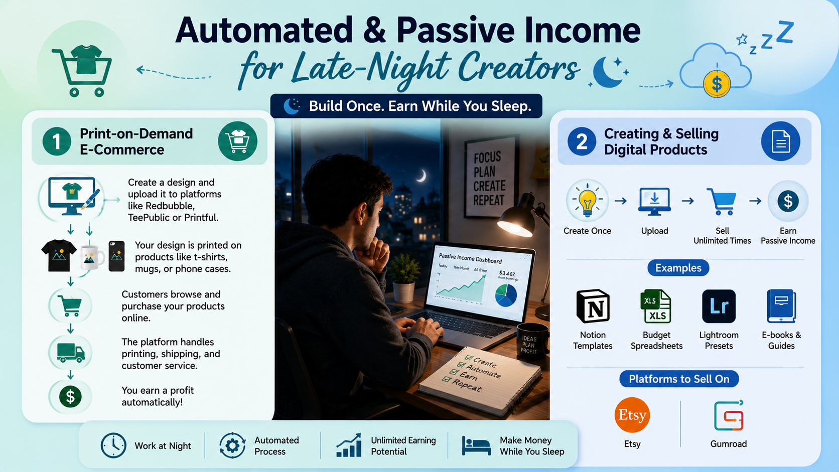 automated & passive income for late night creators