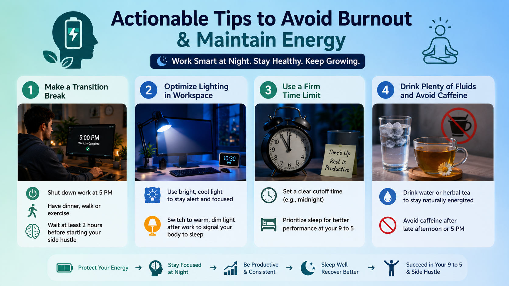 actionable tips to avoid burnout & maintain energy