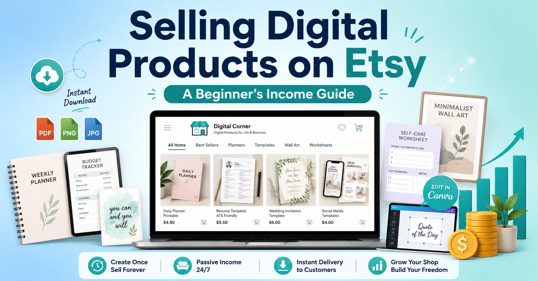 Selling Digital Products on Etsy: A Beginner's Income Guide 1 Sell Digital Products