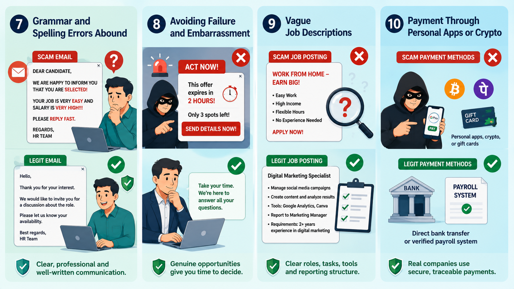 How to Tell If a Work From Home Job Offer Is a Scam 4 work from home job scam warning signs vs legitimate job offer comparison