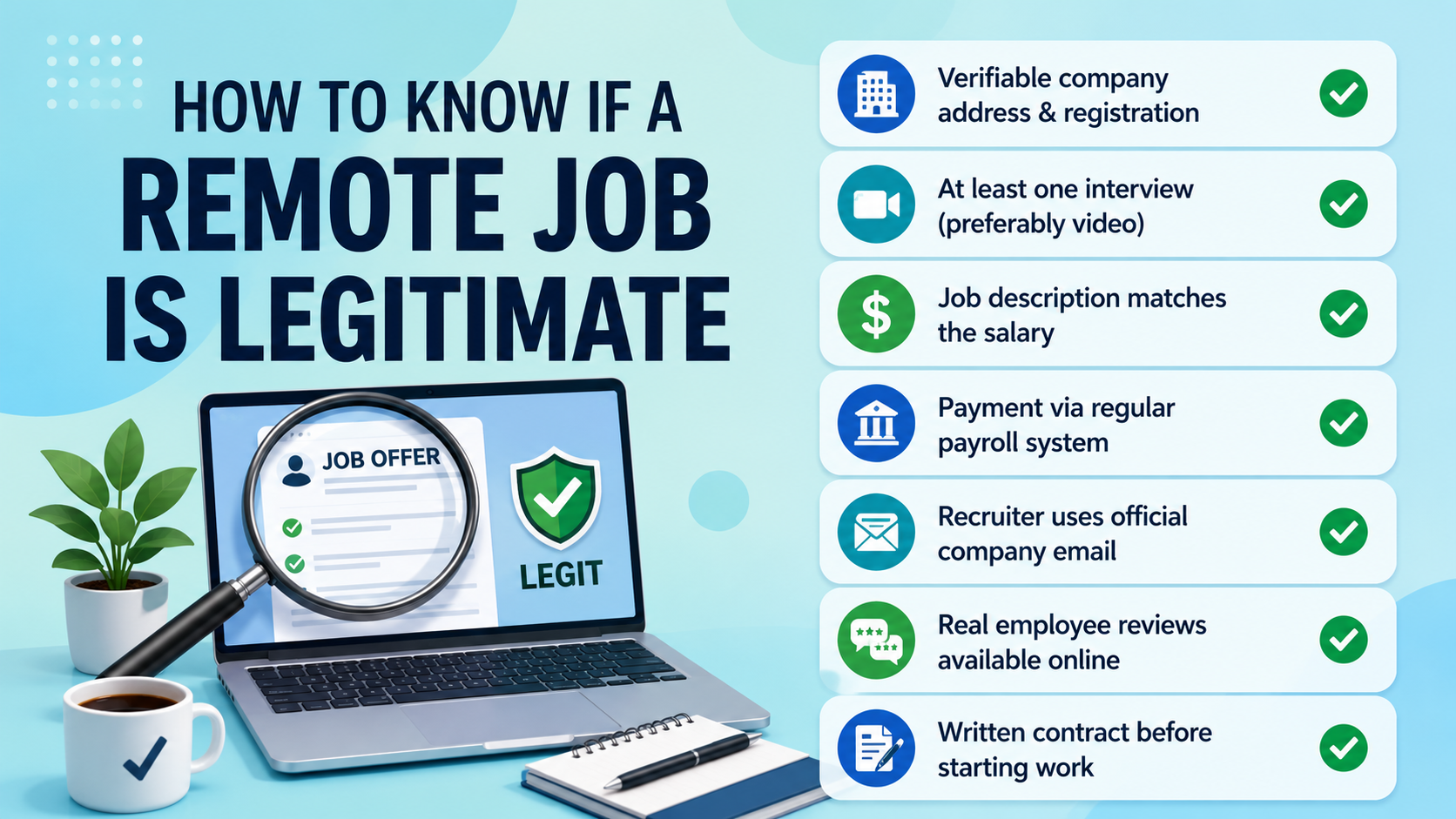 How to Tell If a Work From Home Job Offer Is a Scam 5 how to know if a remote job is legitimate checklist to avoid work from home job scam