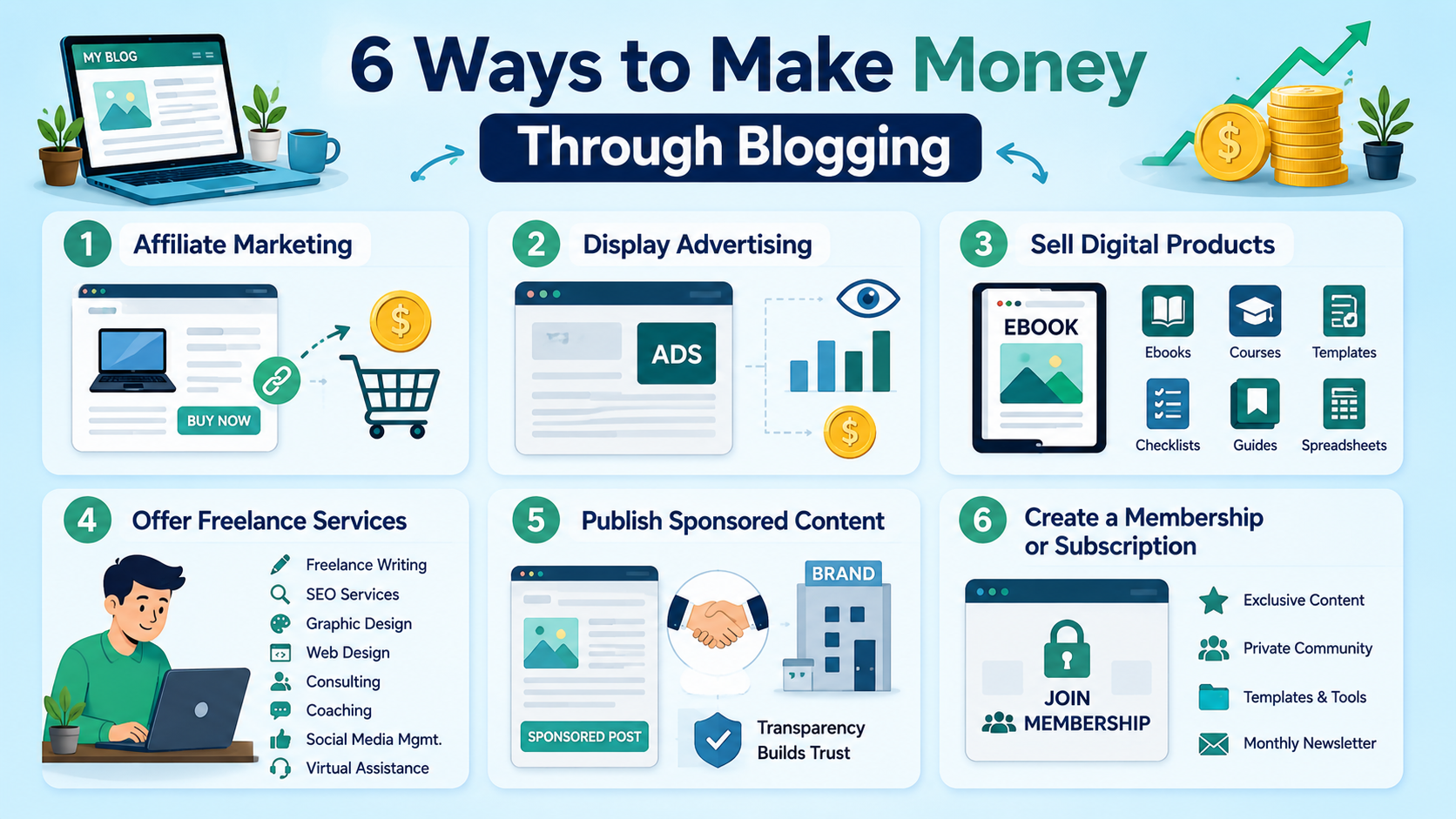 How to Make Money Through Blogging: A Beginner's Guide 2 6 ways to make money through blogging