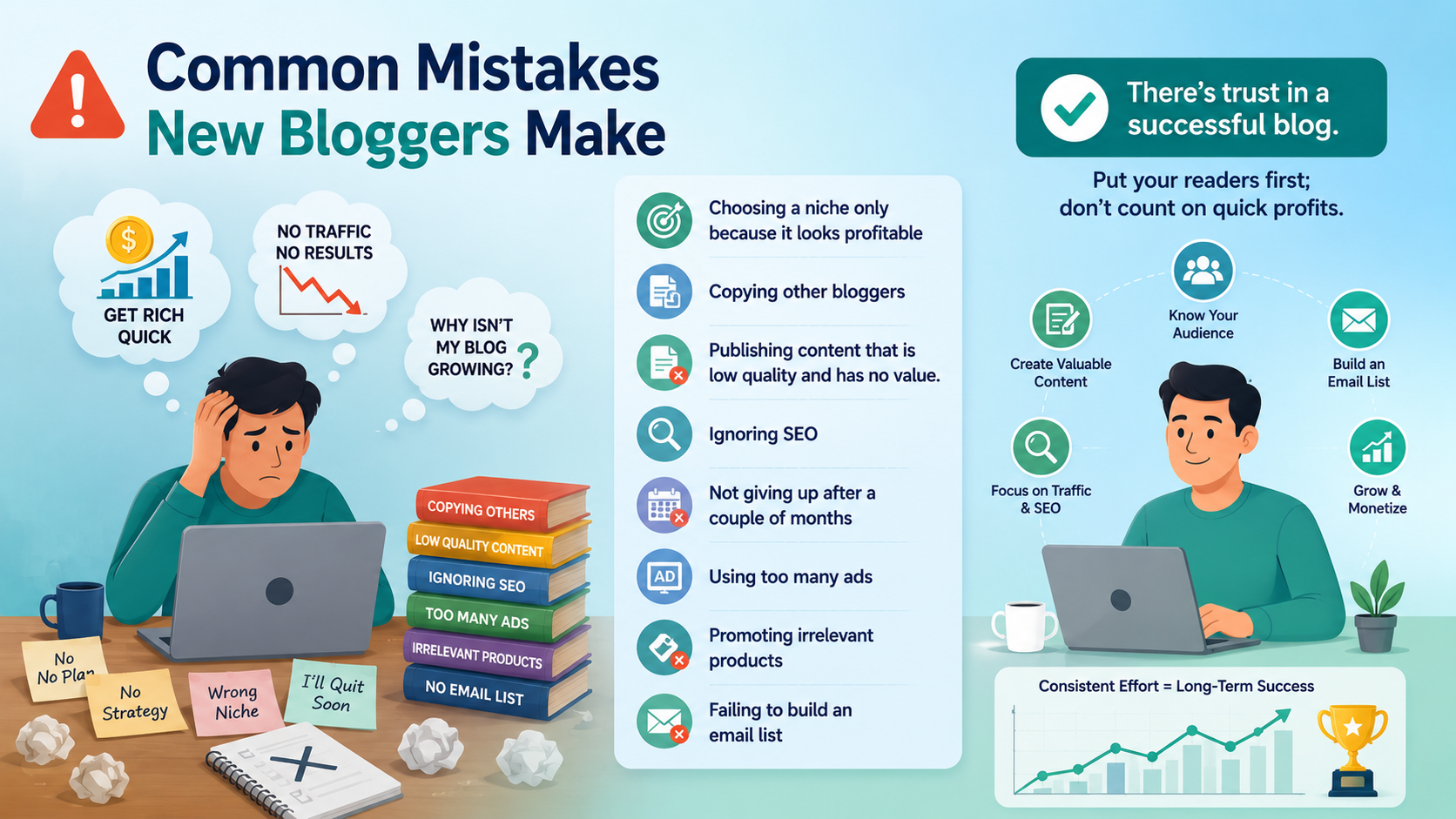 How to Make Money Through Blogging: A Beginner's Guide 5 common mistakes new bloggers make