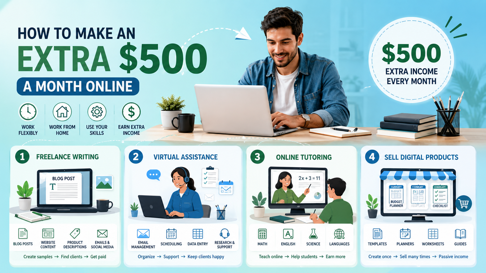 how to make an extra 500$ a month online