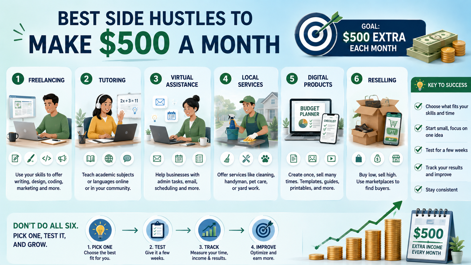 best side hustles to make $500 a month