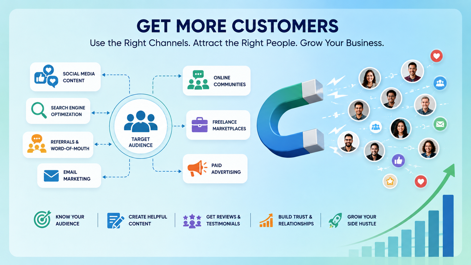 How to scale a side hustle by getting more customers through the right marketing channels
