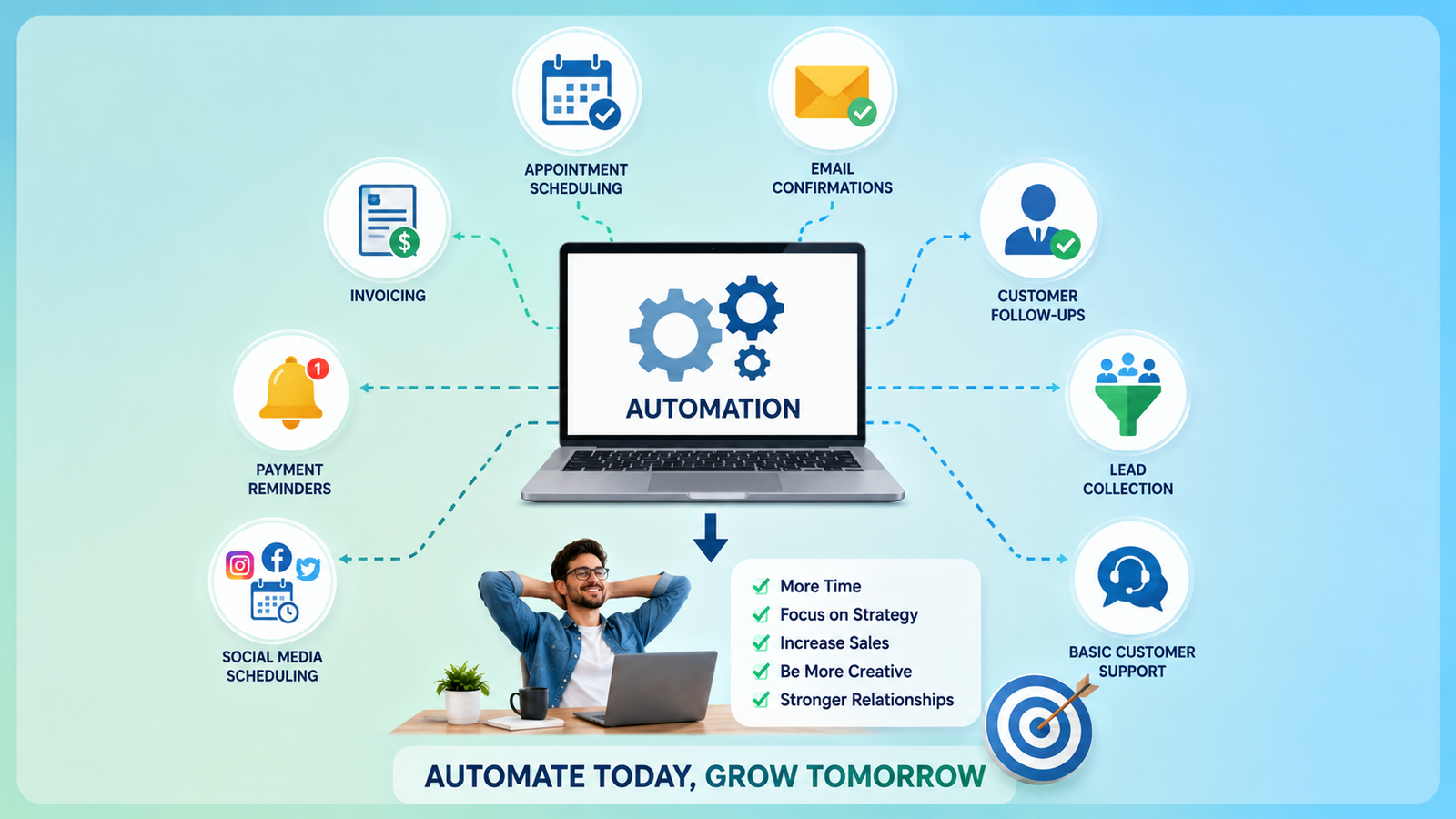 Automate a side hustle with scheduling, invoicing, and follow-ups to save time