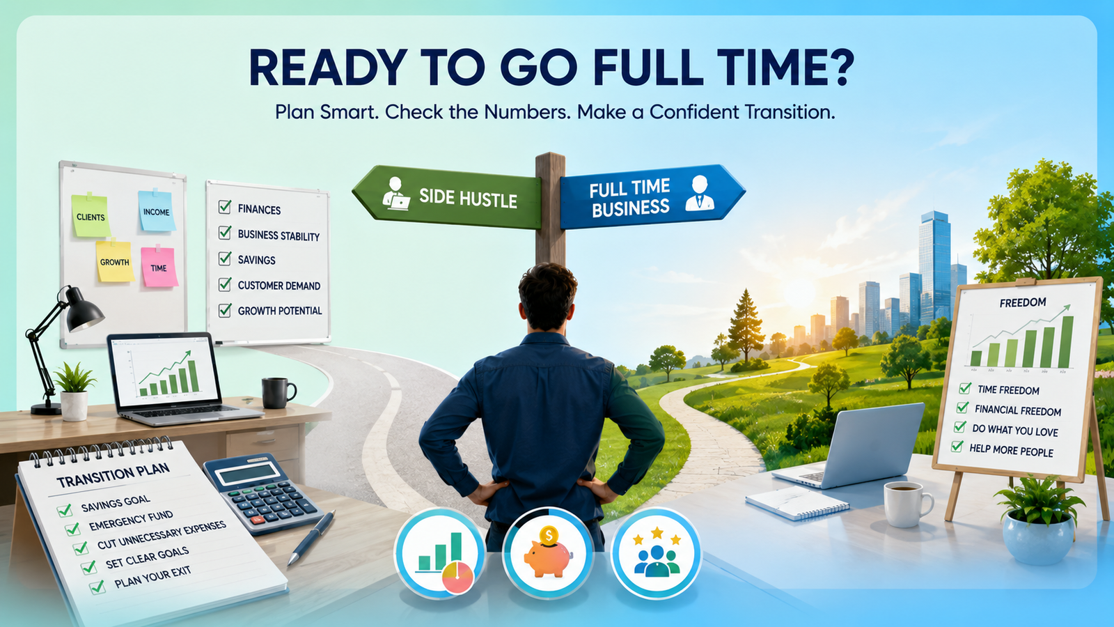 Turn a side hustle into a full-time business with a smart transition plan