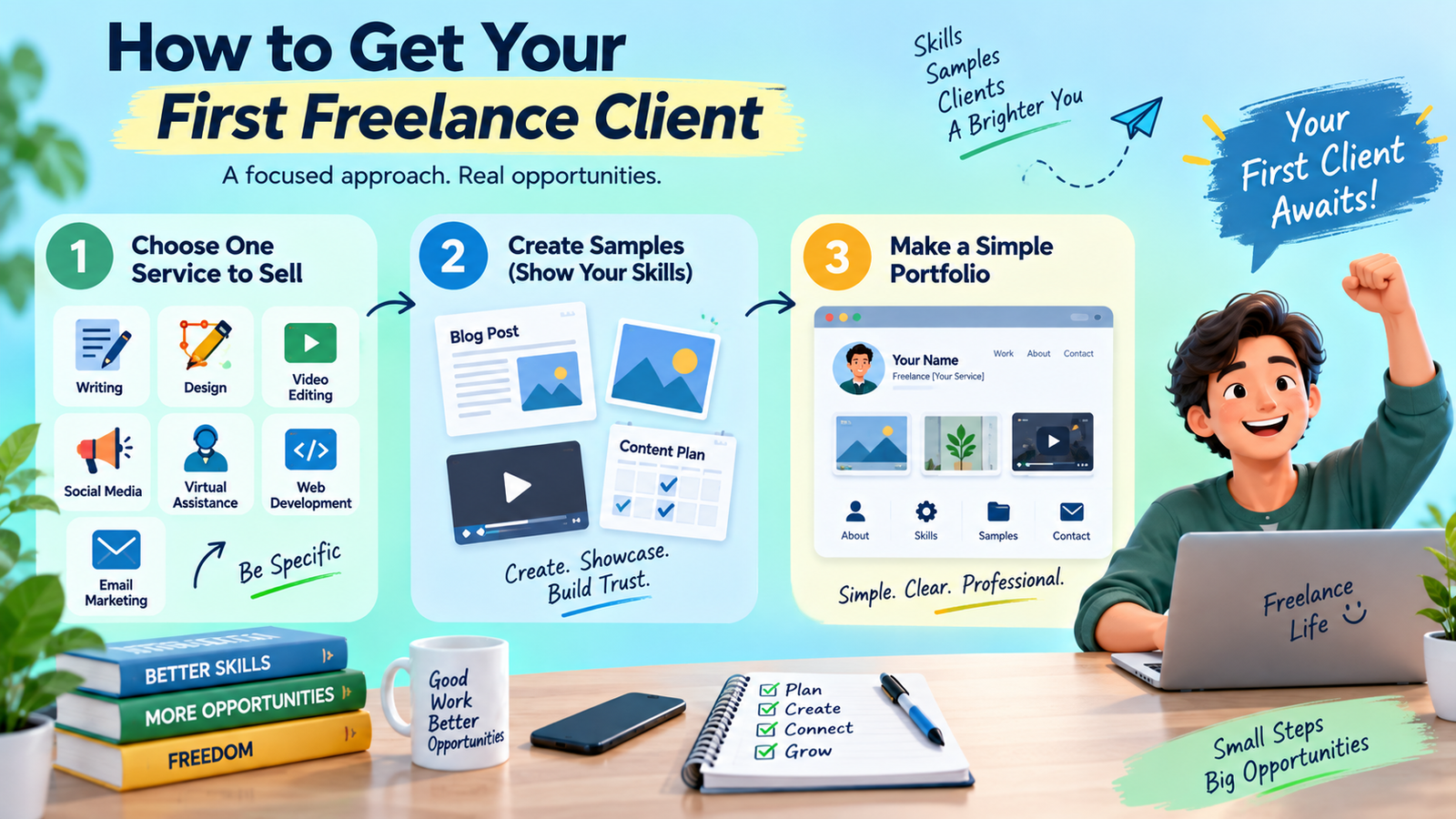 follow three steps get your first freelance client