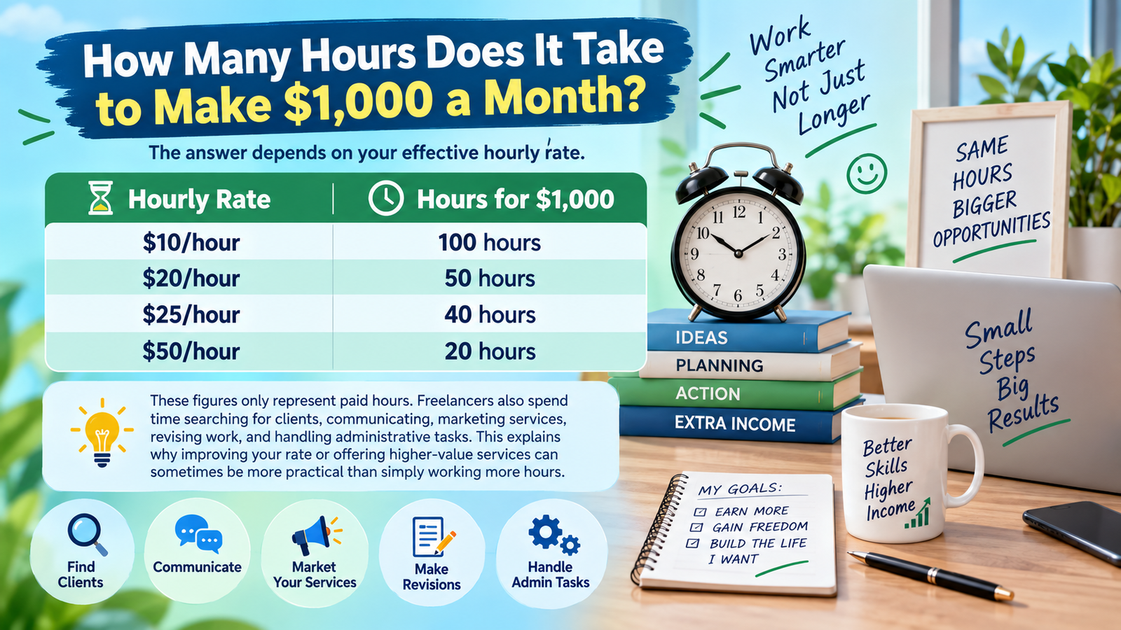 how many hours does it take to make $1000 a month?