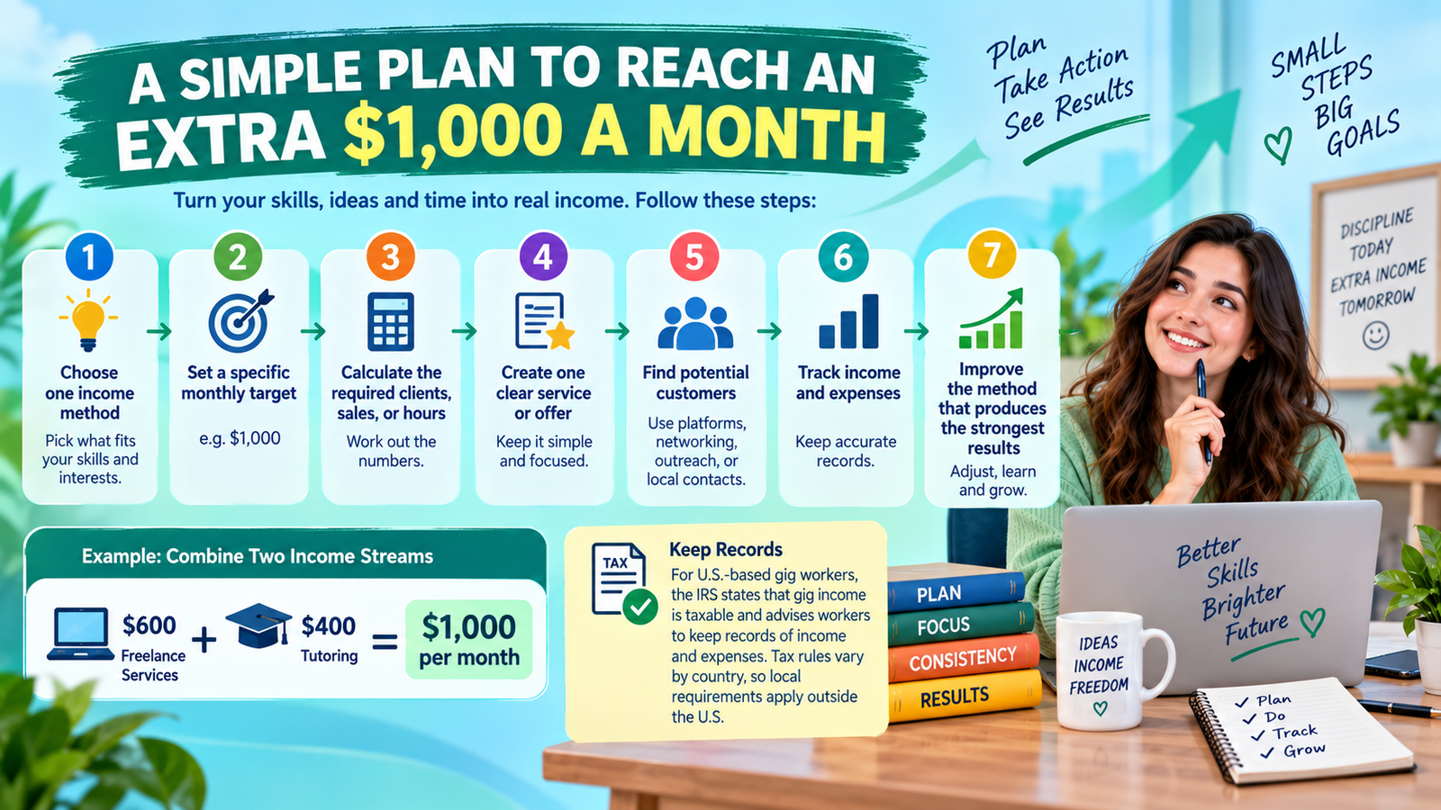 a simple plan to reach an extra 1000$ a month