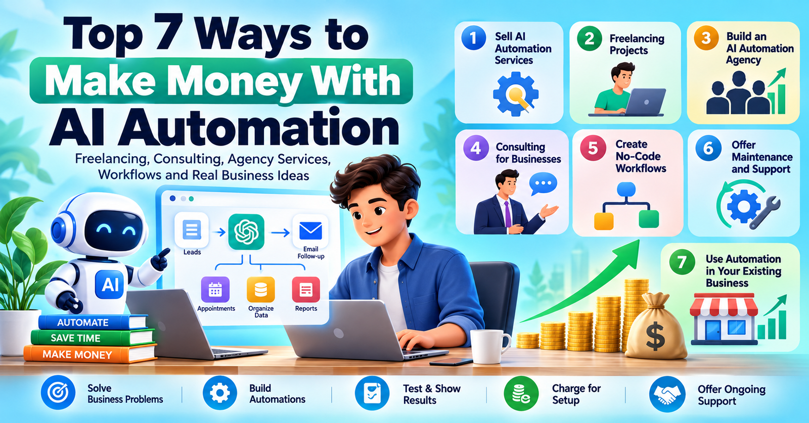 top 7 ways to make money with AI automation