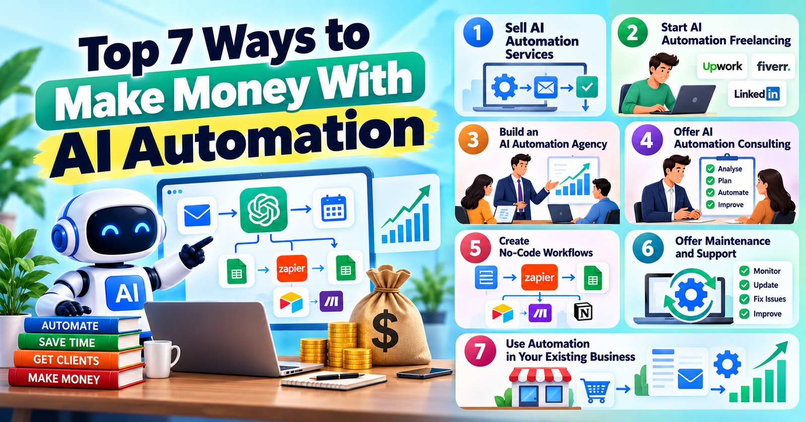 top 7 ways to make money with AI automation