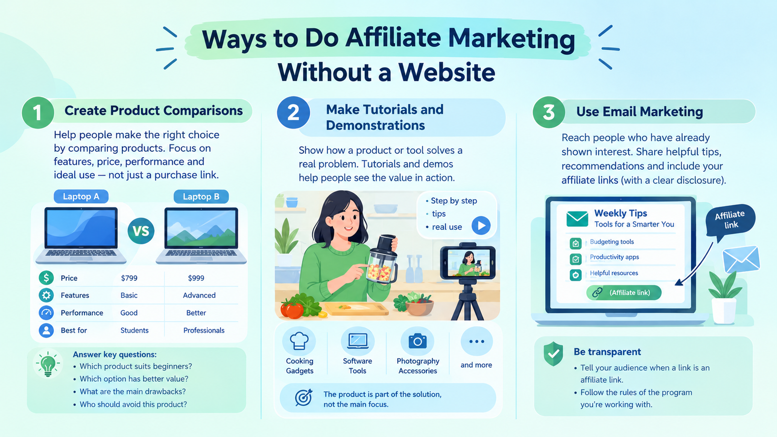 3 ways to do affiliate marketing without a website