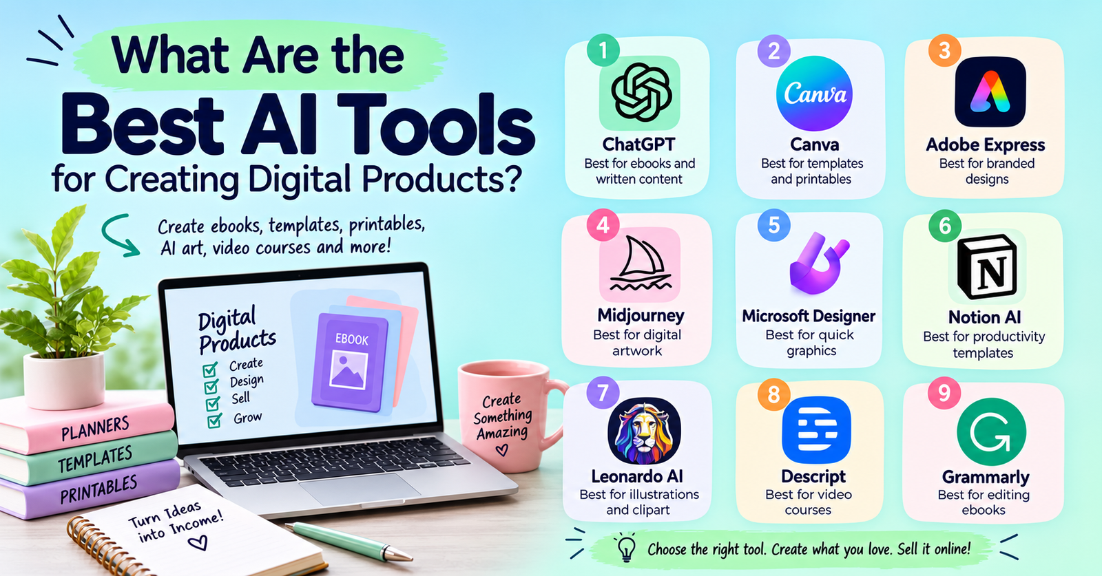 Best AI Tools for Creating Digital Products That Actually Sell 2 what are the best AI tools for creating digital products